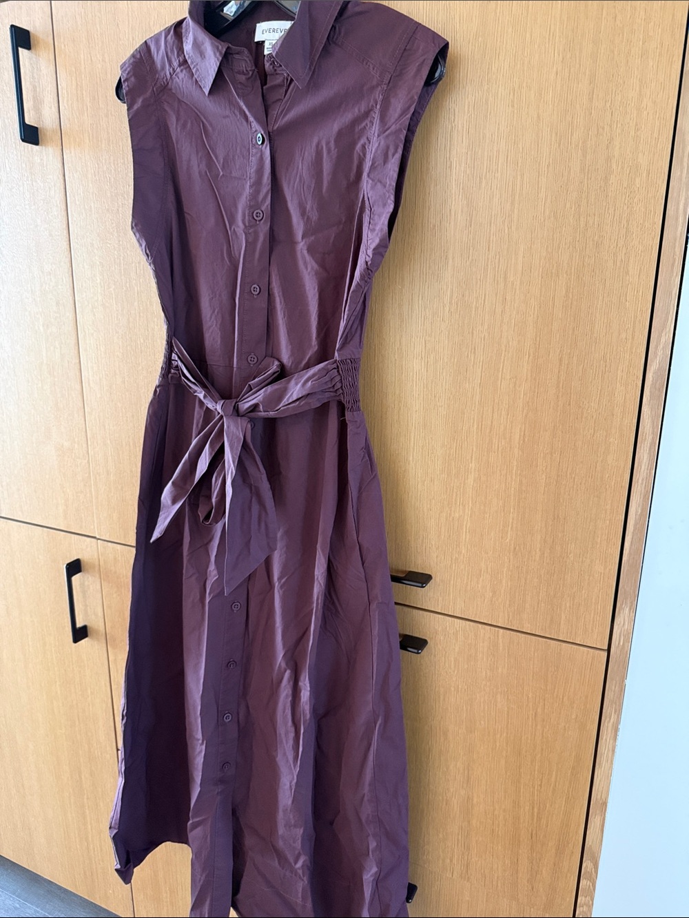 EVEREVE Perry Midi Button Down Collar Dress Color Dark Chocolate Size XSmall - Picture 4 of 13